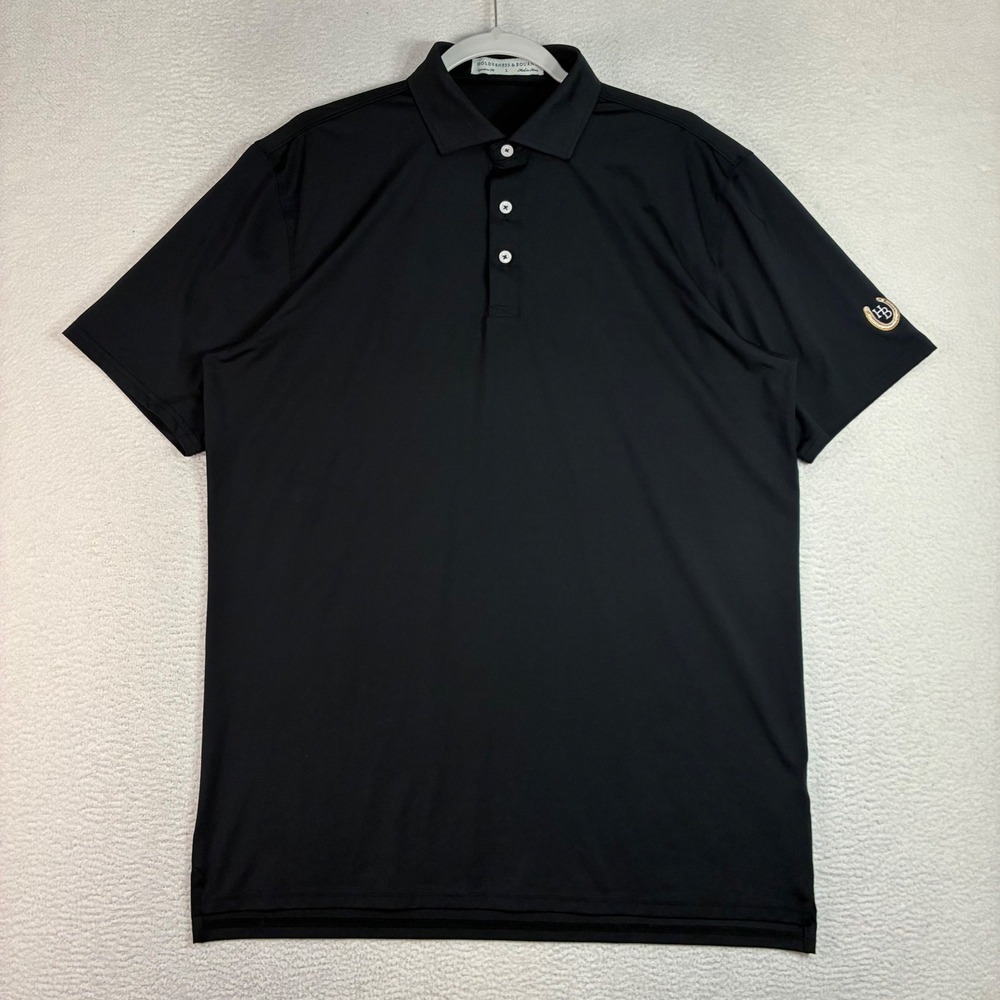 Holderness Bourne Horseshoe Bend Golf Polo Shirt Men L Black Anderson Stretch
